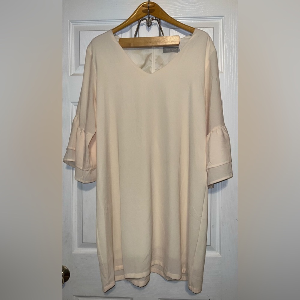Belongsci V-Neck Flowy 3/4 Ruffle Sleeve Swing Dress Size XXL EUC